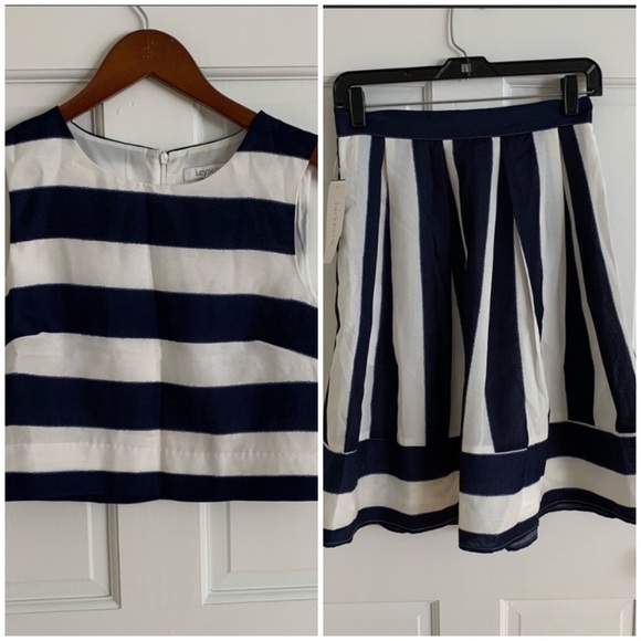 Lucy Paris | SET stripped cropped top and skirt set NWT size small - Picture 1 of 7